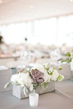 silver rectangle container wedding