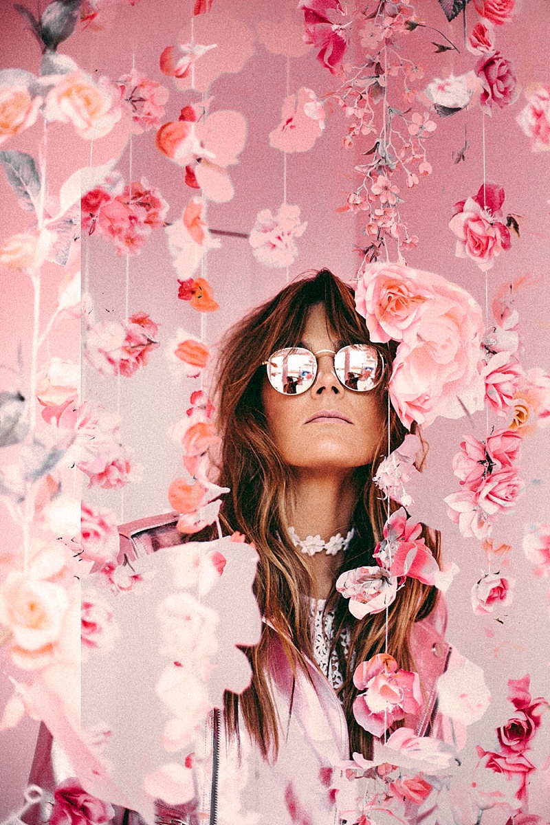 pink flower garland