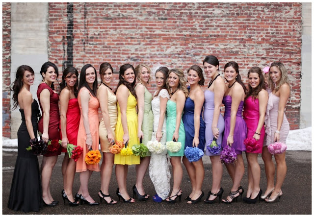 different colored bridesmaids dresses
