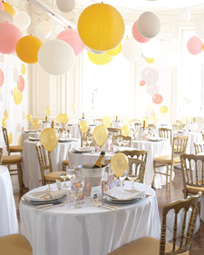 yellow balloons wedding decoration