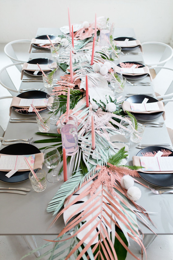 millennial pink tropical party wedding shower