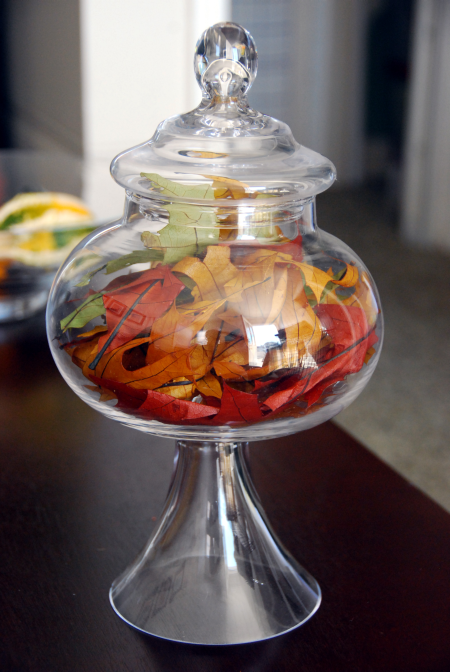 apothecary jar leaves apothecary jar wedding centerpiece