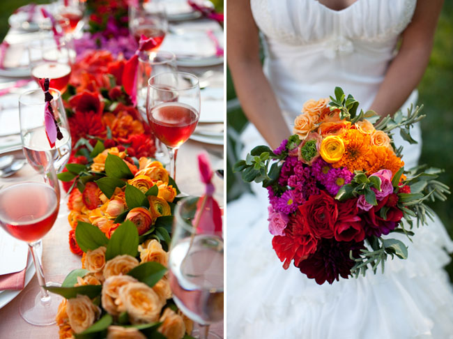 bold ombre centerpiece bouquet wedding bright ombre wedding