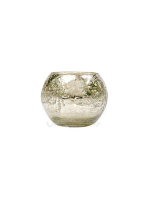 Silver Mercury Glass Votive Holder – Etched Globe