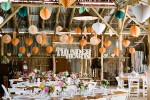 colorful barn wedding australia paper decorations barn