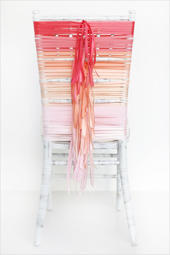ombre' pink ribbon chair decoration ombre wedding ribbon chair