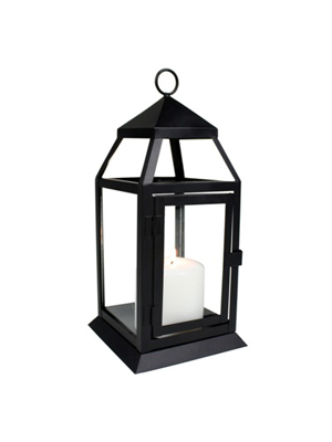 Black Carriage Lantern – Small w/candle
