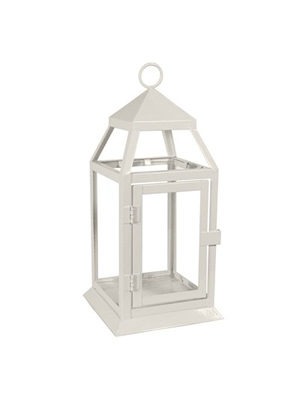 White Carriage Lantern – Small w/candle