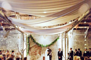modern ceremony wedding draping