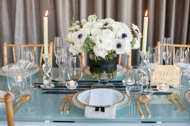 gold flatware winter wedding