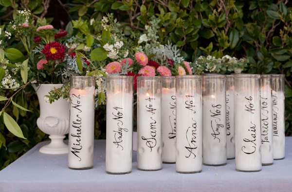 calligraphy table number prayer candle