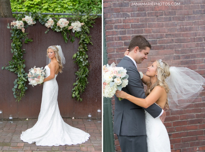 garland backdrop white and peach wedding