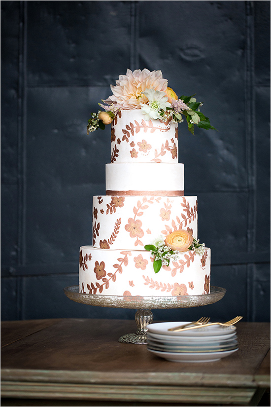gold wedding cake dahlia mercury glass cake stand