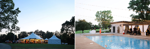 wedding pool tent string lights