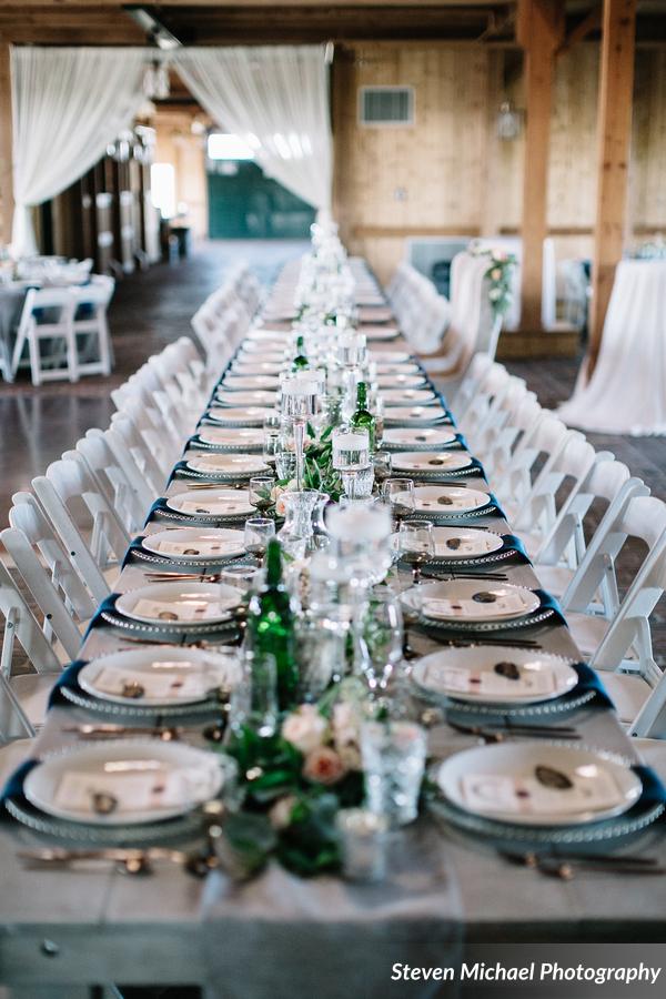 whitewashed farm table wedding