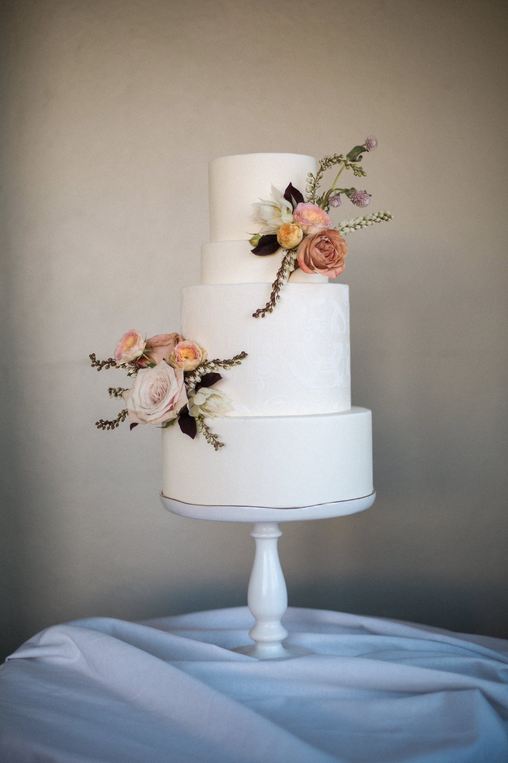 classic romantic wedding cake with flowers