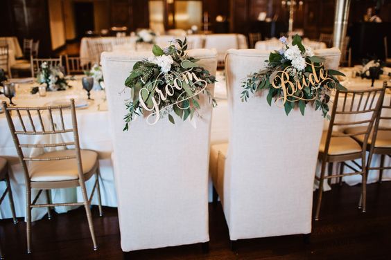 cute idea to decorate bride and groom chairs