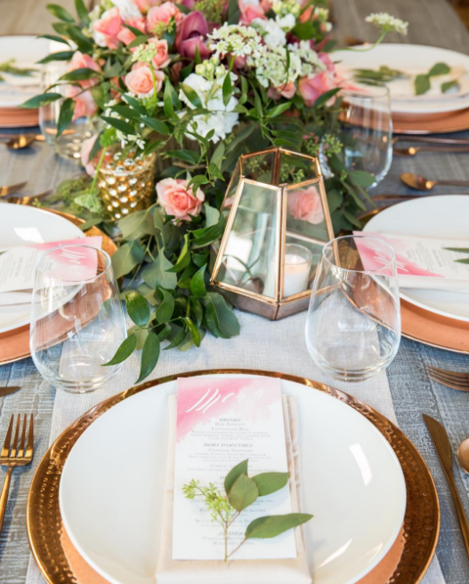 pink and copper wedding