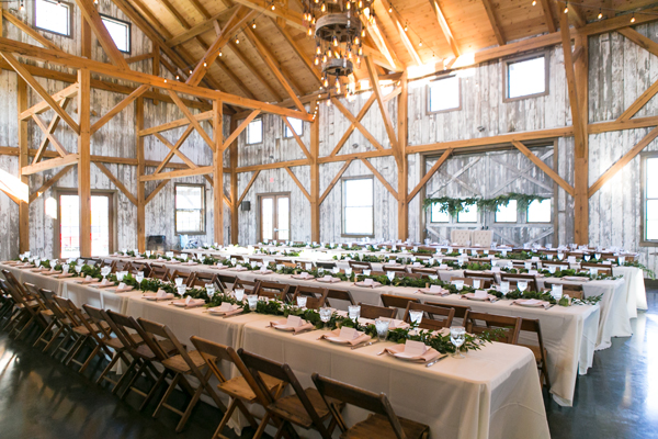 barn wedding with long tables