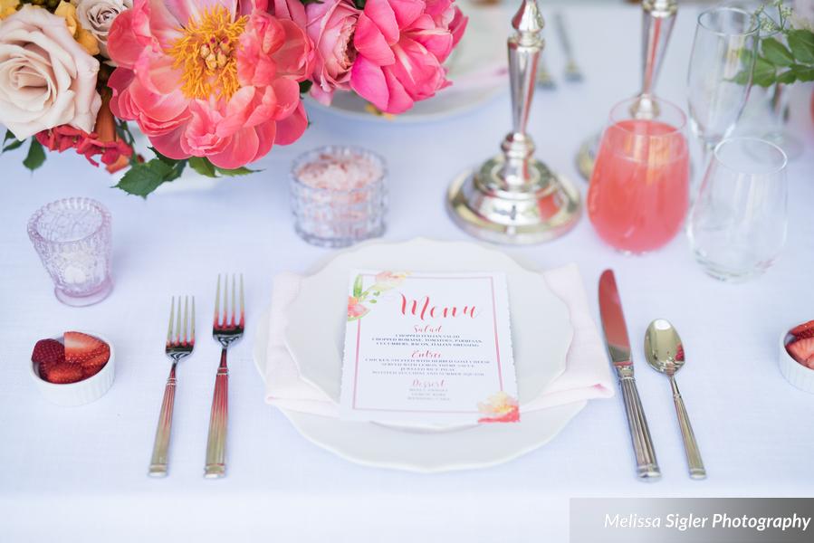 classic place setting with pink