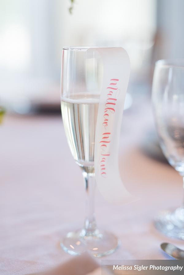 hand lettering champagne flute
