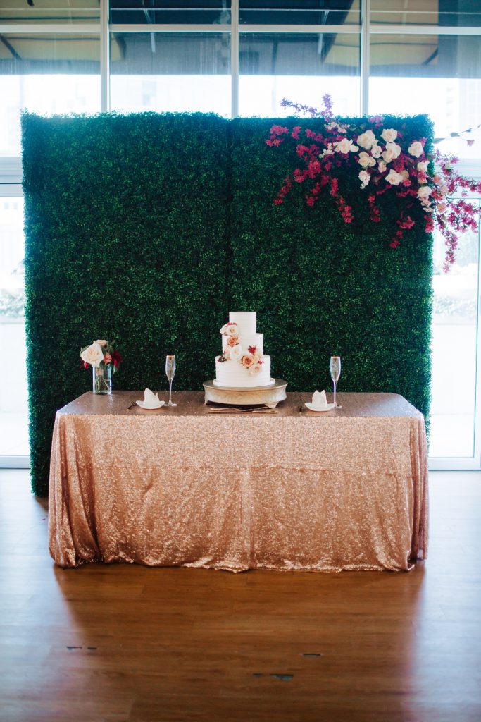 sequin tablecloth event rentals cake table decor