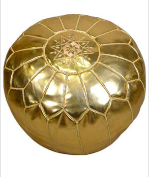 Gold Moroccan Leather Pouf