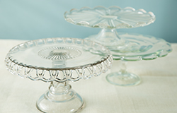 Cake Pedestal – Vintage Clear Glass, Assorted